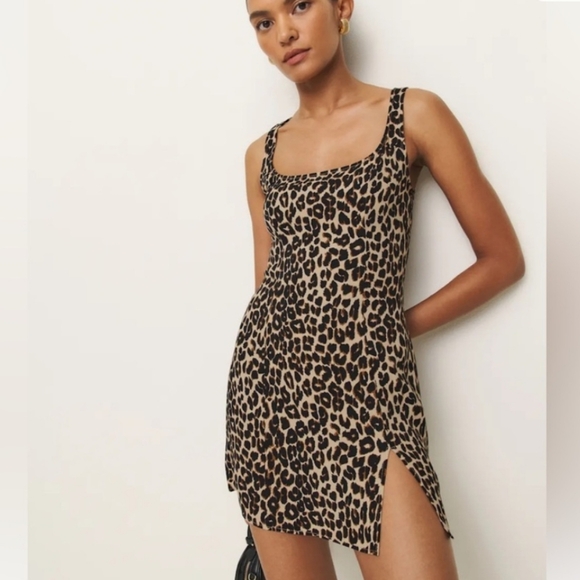 Reformation Dresses & Skirts - Reformation Noha Leopard Print Mini Dress - Beige and Black
